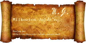 Milkovics Jolán névjegykártya